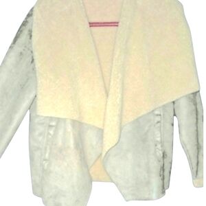 Lauren By Ralph Lauren Womens Faux Suede Shearling Jacket, Medium, Gray Beauty!